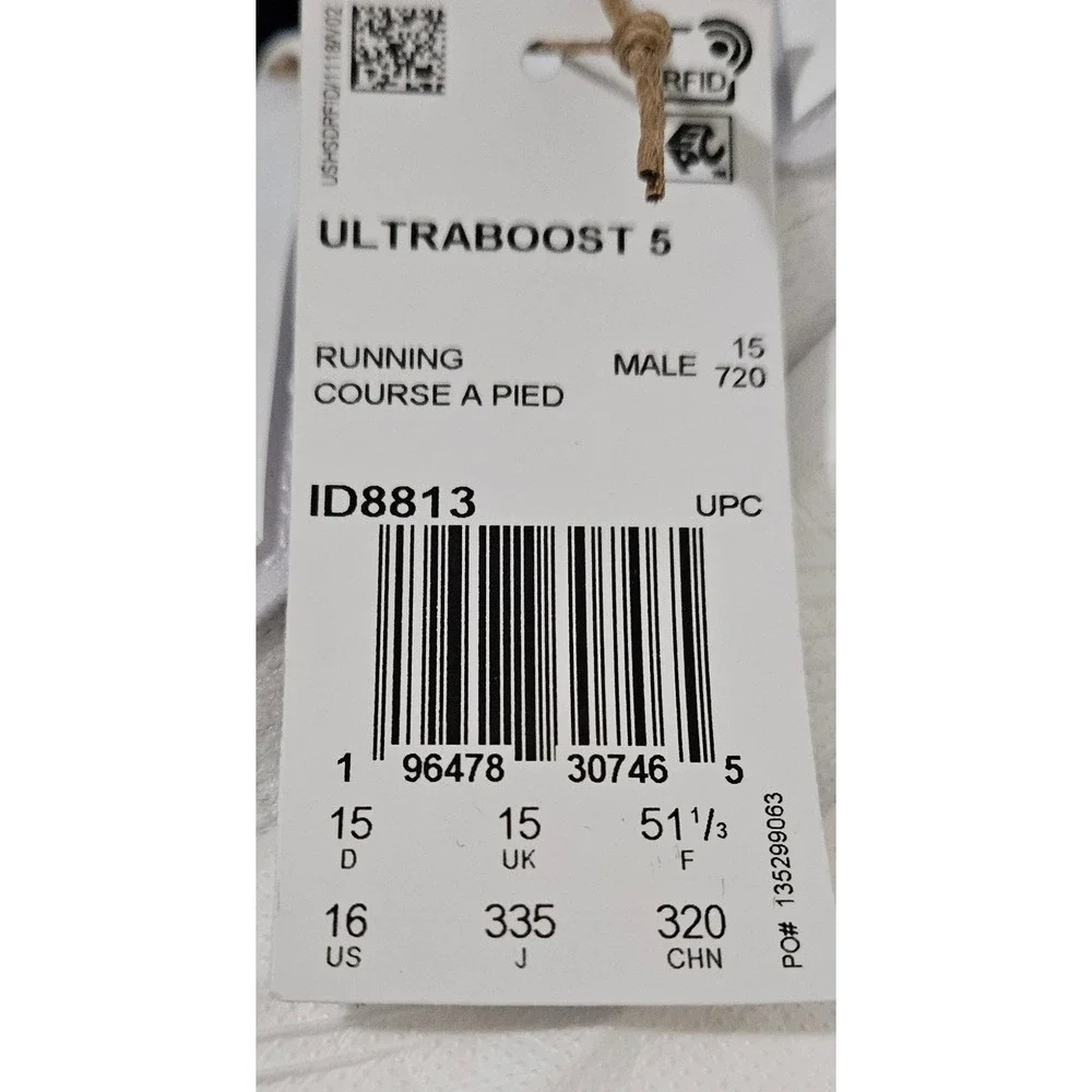 Adidas Ultraboost 5 Mens Size 16 Running Shoes White ID8813 Light Boost Sneakers